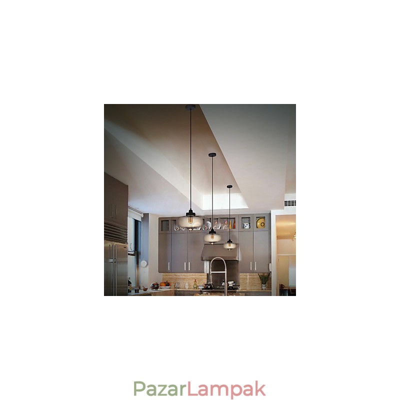 Átlátszó üveg függőlámpa barna buborék kivitelben