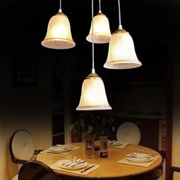 Bronz medál négy lámpa mintás üvegárnyékoló európai retro klasszikus