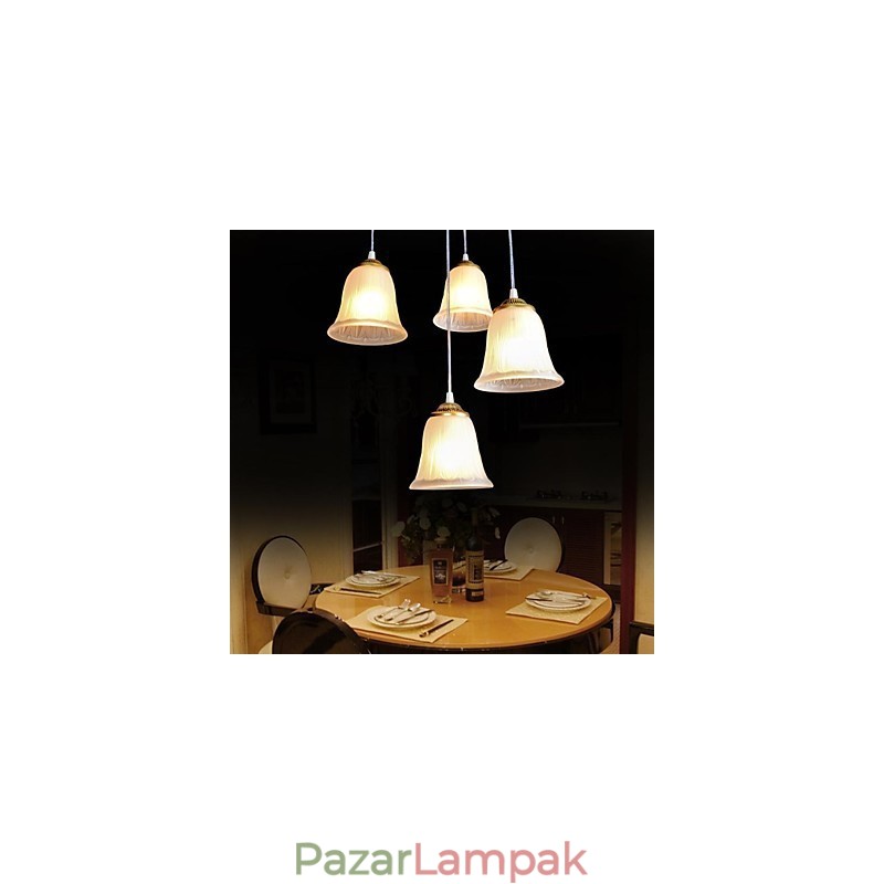 Bronz medál négy lámpa mintás üvegárnyékoló európai retro klasszikus