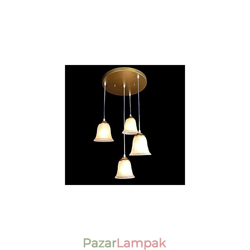 Bronz medál négy lámpa mintás üvegárnyékoló európai retro klasszikus