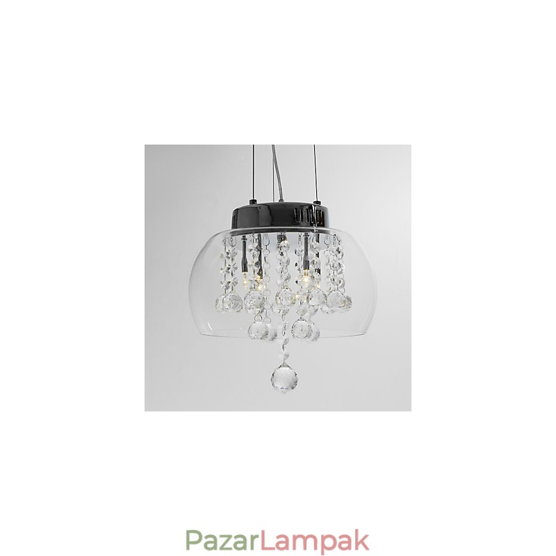 Artistic 4 könnyű kristály függőlámpa üveg ernyővel