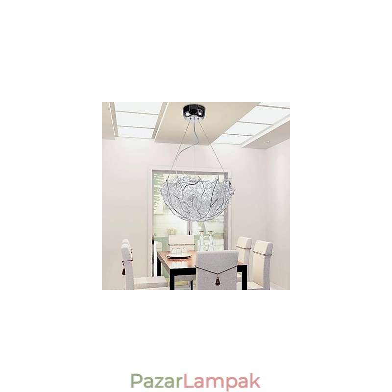 Modern modern ezüst fém függőlámpa