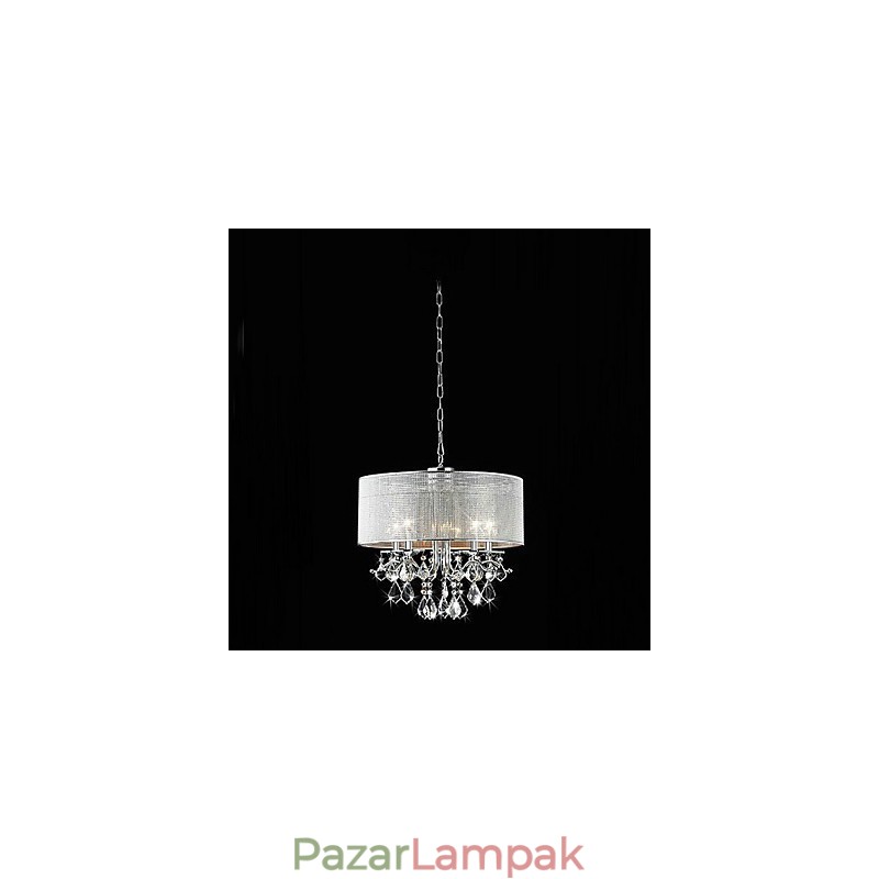 Modern 5 Light Crystal függőlámpa szövet ernyővel