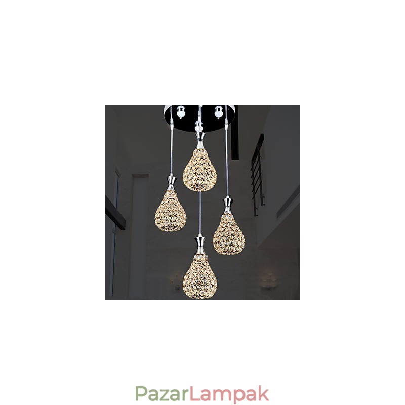 4 fej függő fénykristály modern kortárs fém
