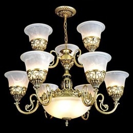 Hagyományos klasszikus Vintage Retro bronz fémcsillár