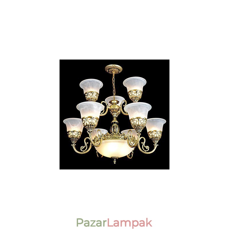 Hagyományos klasszikus Vintage Retro bronz fémcsillár