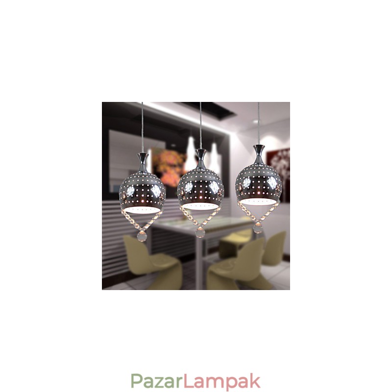 3 fej függő fénykristály modern kortárs fém