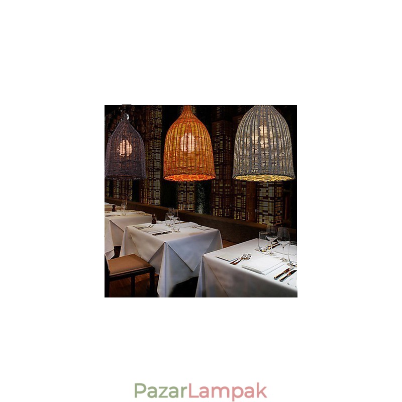 Rattan Chandelier Chandelier Chandelier Kreatív Retro Rattan lámpa
