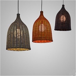 Rattan Chandelier Chandelier Chandelier Kreatív Retro Rattan lámpa