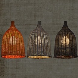 Rattan Chandelier Chandelier Chandelier Kreatív Retro Rattan lámpa
