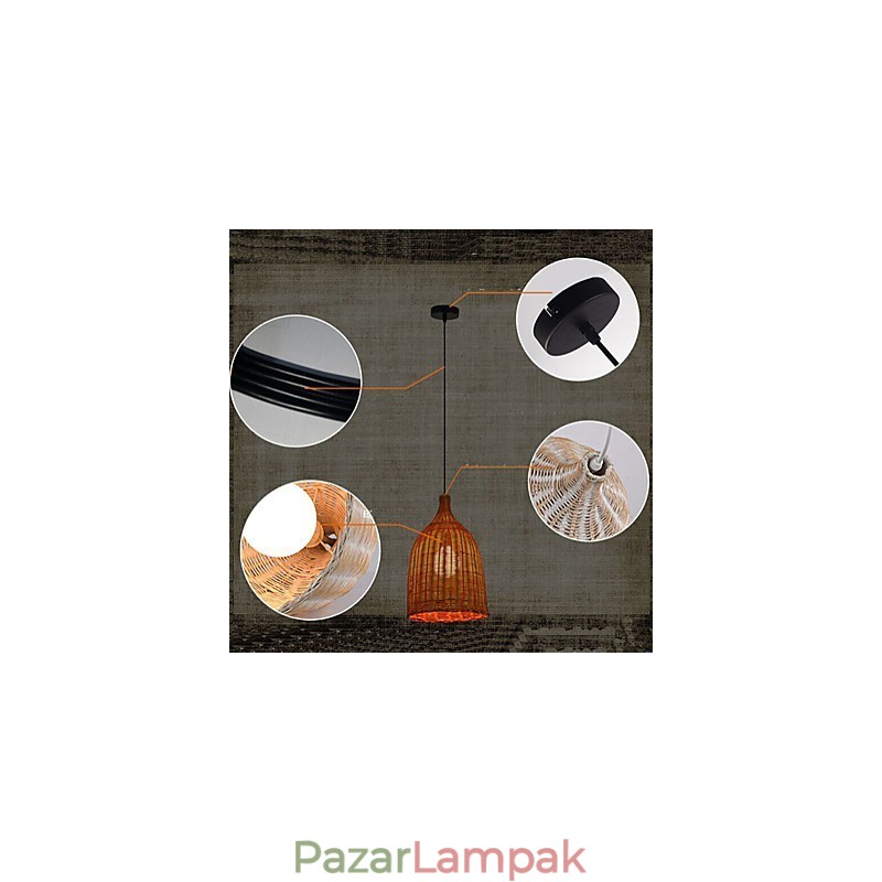 Rattan Chandelier Chandelier Chandelier Kreatív Retro Rattan lámpa