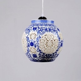 Retro kerámia lámpa lámpa Stairs Blue Single Head Chandelier Creative