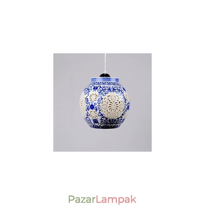 Retro kerámia lámpa lámpa Stairs Blue Single Head Chandelier Creative