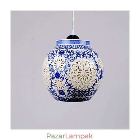 Retro kerámia lámpa lámpa Stairs Blue Single Head Chandelier Creative Retro kerámia lámpa lámpa Stairs Blue Single Head Chandelier Creative