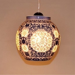Retro kerámia lámpa lámpa Stairs Blue Single Head Chandelier Creative
