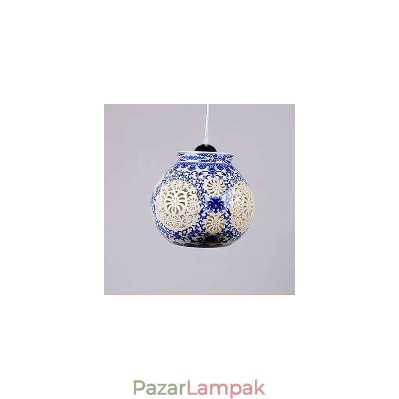 Retro kerámia lámpa lámpa Stairs Blue Single Head Chandelier Creative