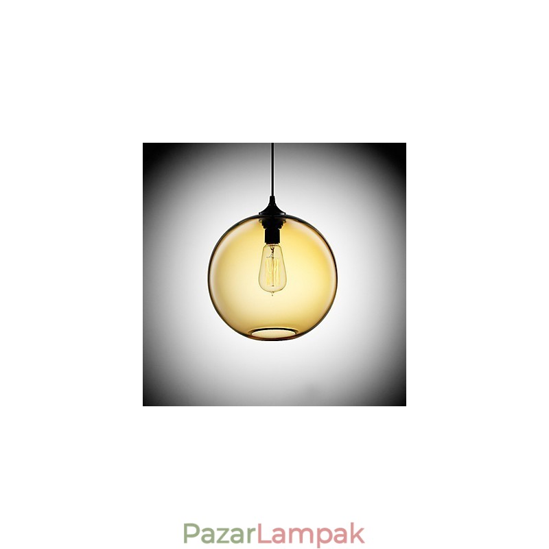 Modern üveg függőlámpa kerek barna buborék kivitelben