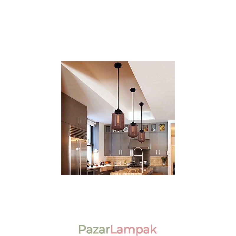 70 W-os, modern üveg függőlámpa átlátszó palack kivitelben