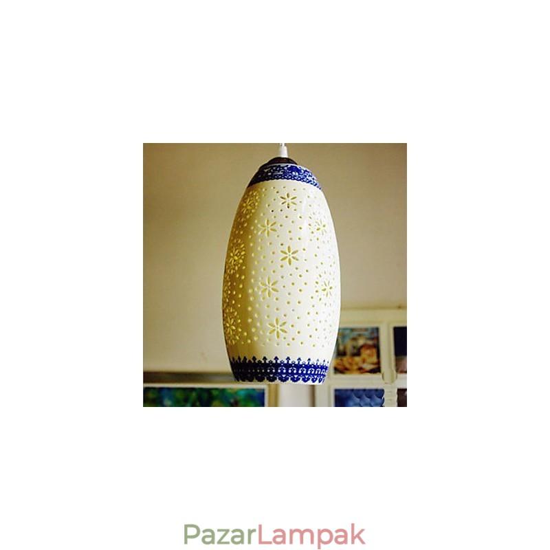 Retro kerámia lámpa lámpa Stairs Blue Single Head Chandelier Creative
