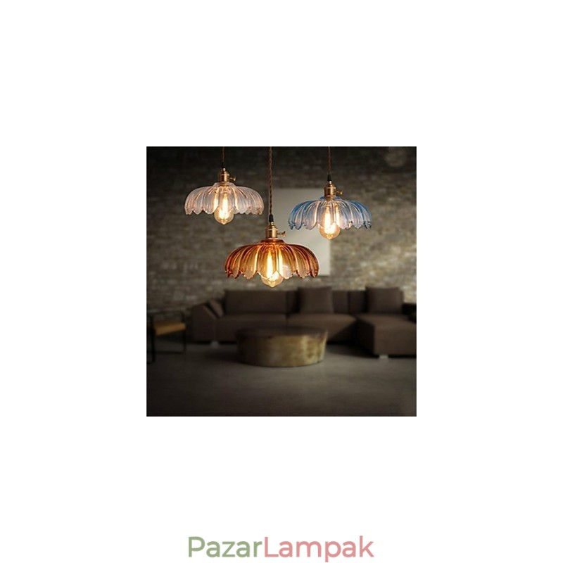 A réz kupak Retro Old Shanghai virágos üvegcsillár