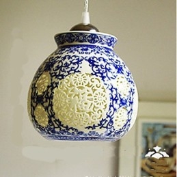 Retro kerámia lámpa lámpa Stairs Blue Single Head Chandelier Creative