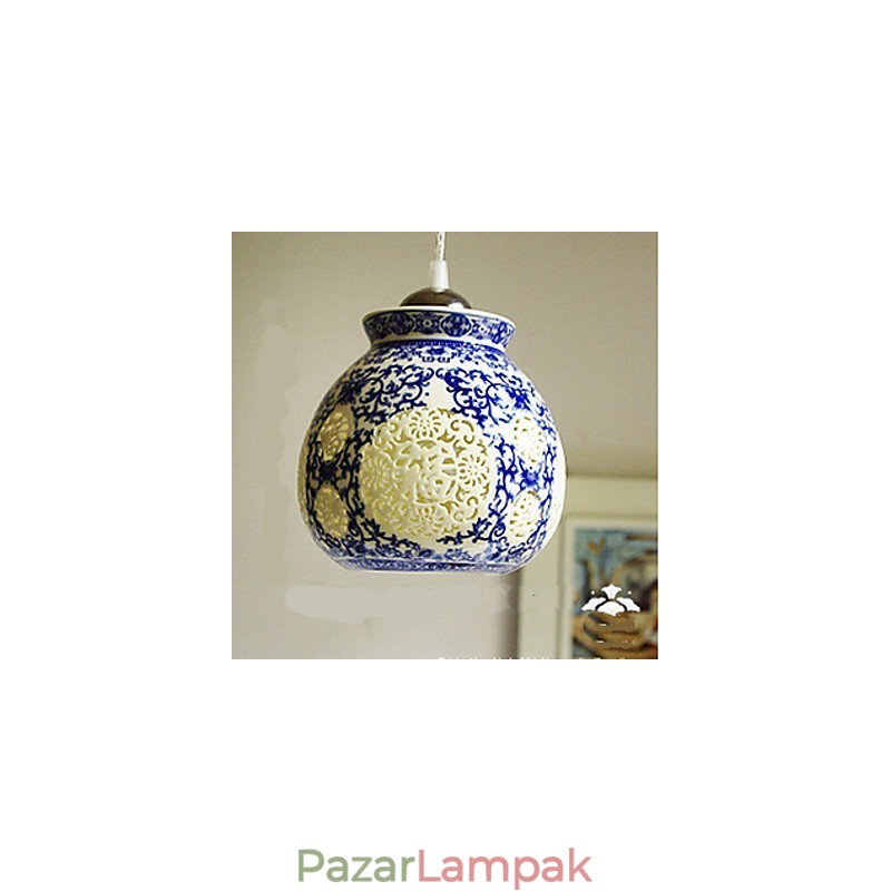 Retro kerámia lámpa lámpa Stairs Blue Single Head Chandelier Creative