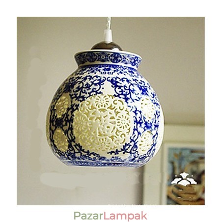 Retro kerámia lámpa lámpa Stairs Blue Single Head Chandelier Creative Retro kerámia lámpa lámpa Stairs Blue Single Head Chandelier Creative