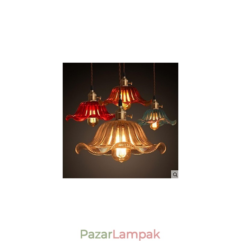 A réz kupak Retro Old Shanghai virágos üvegcsillár
