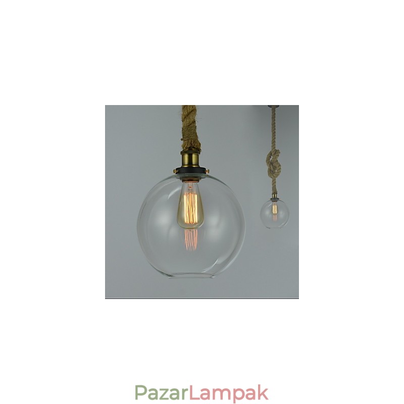 American Country Vintage ipari kreatív üvegcsillár egyfejű kötél