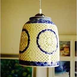 Retro kerámia lámpa lámpa Stairs Blue Single Head Chandelier Creative
