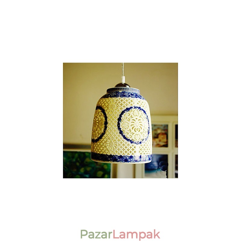 Retro kerámia lámpa lámpa Stairs Blue Single Head Chandelier Creative
