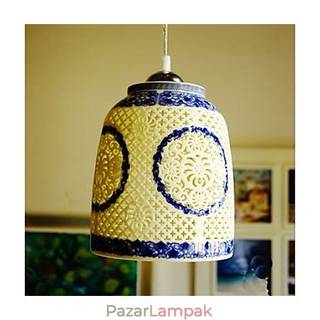 Retro kerámia lámpa lámpa Stairs Blue Single Head Chandelier Creative Retro kerámia lámpa lámpa Stairs Blue Single Head Chandelier Creative