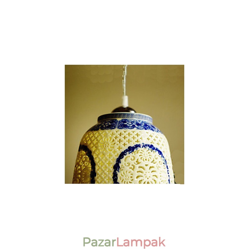 Retro kerámia lámpa lámpa Stairs Blue Single Head Chandelier Creative