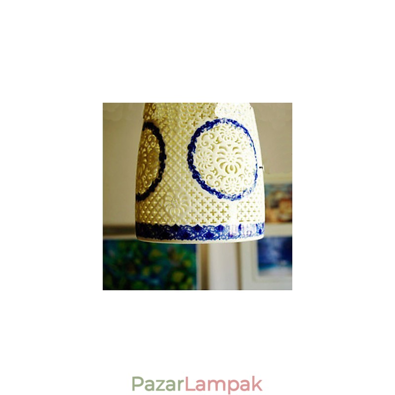 Retro kerámia lámpa lámpa Stairs Blue Single Head Chandelier Creative