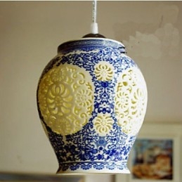 Retro kerámia lámpa lámpa Stairs Blue Single Head Chandelier Creative