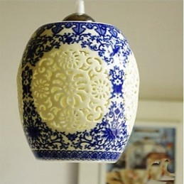 Retro kerámia lámpa lámpa Stairs Blue Single Head Chandelier Creative