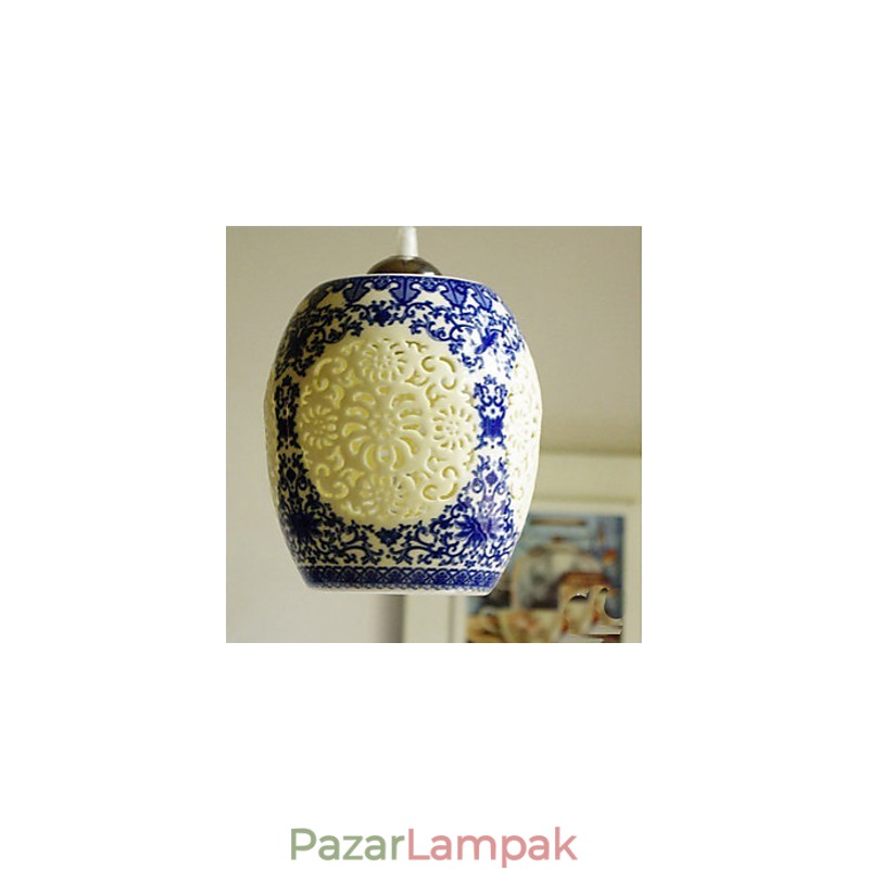 Retro kerámia lámpa lámpa Stairs Blue Single Head Chandelier Creative