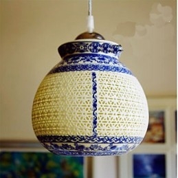 Retro kerámia lámpa lámpa Stairs Blue Single Head Chandelier Creative