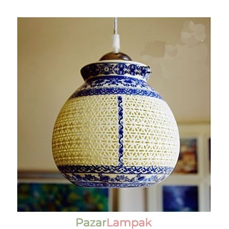 Retro kerámia lámpa lámpa Stairs Blue Single Head Chandelier Creative Retro kerámia lámpa lámpa Stairs Blue Single Head Chandelier Creative