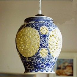 Retro kerámia lámpa lámpa Stairs Blue Single Head Chandelier Creative