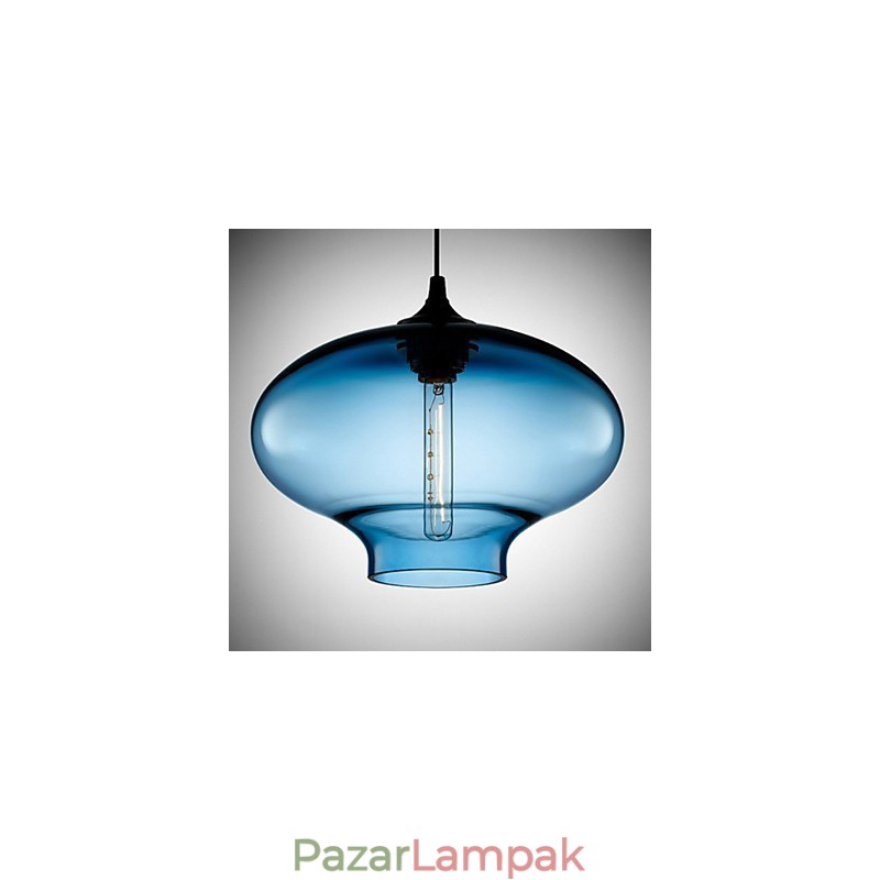 1 Light Modern üveg Fehér és kék átlátszó függőlámpa