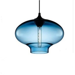 1 Light Modern üveg Fehér és kék átlátszó függőlámpa
