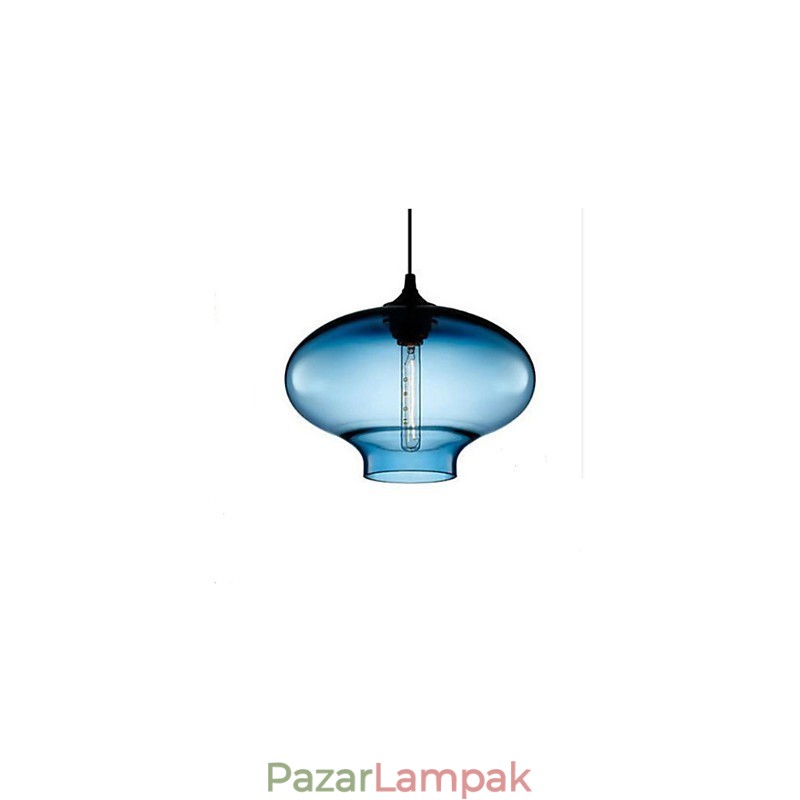 1 Light Modern üveg Fehér és kék átlátszó függőlámpa