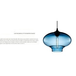 1 Light Modern üveg Fehér és kék átlátszó függőlámpa