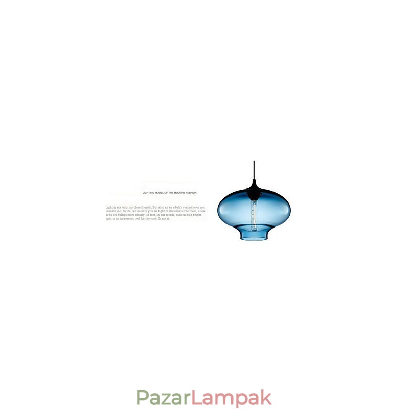 1 Light Modern üveg Fehér és kék átlátszó függőlámpa