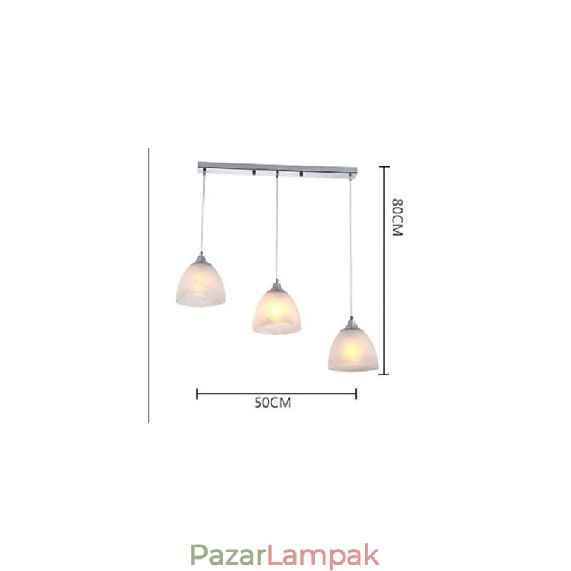 Modern boroskupa hosszúkás függőlámpa három fénnyel