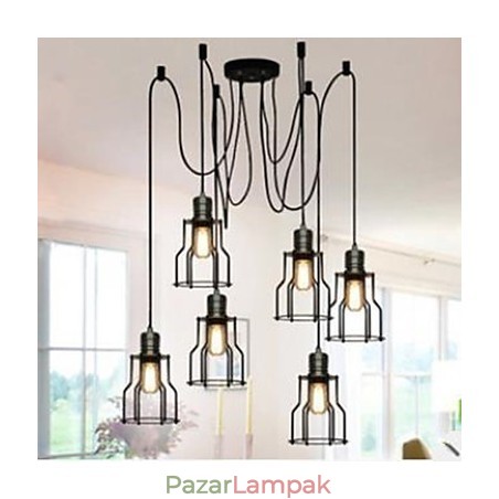 Amerikai vidéki ipari egyéniség Kreatív Ülő Hat kisméretű főzőlapfejes lámpa