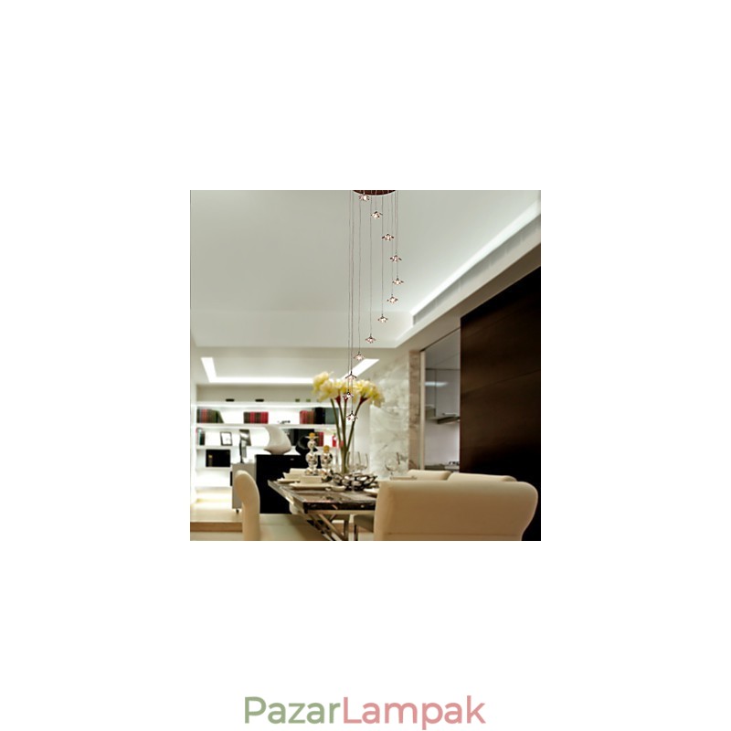 Modern, modern kristály mini stílusú krómozott fém függőlámpa