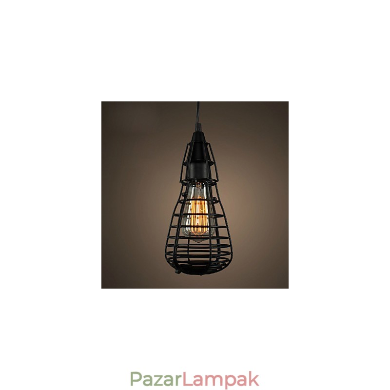 Amerikai ipari kreatív, ősi módszerek helyreállítása, kovácsoltvas ketrec, egyfejű csepplámpás lámpa