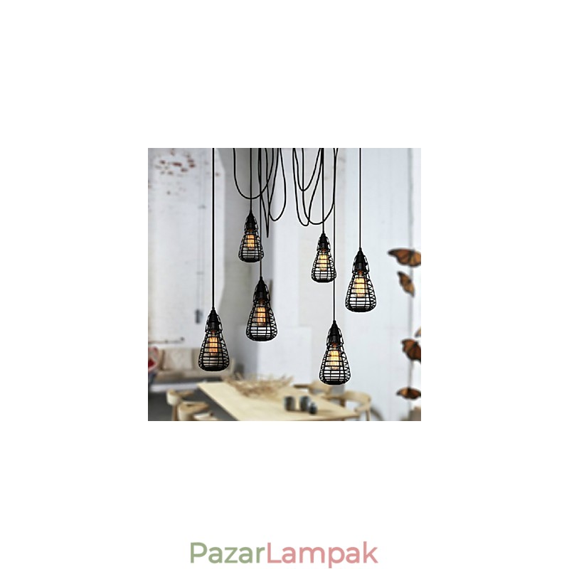 Amerikai ipari kreatív, ősi módszerek helyreállítása, kovácsoltvas ketrec, egyfejű csepplámpás lámpa